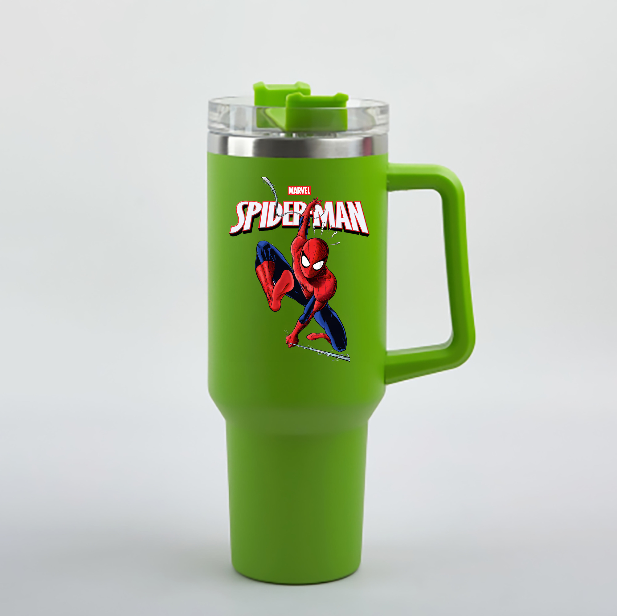 （画像用） Spider Man スパイダーマン 1200mL車用タンブラー - クリスタルステッカー（プラスチックストロー付き）